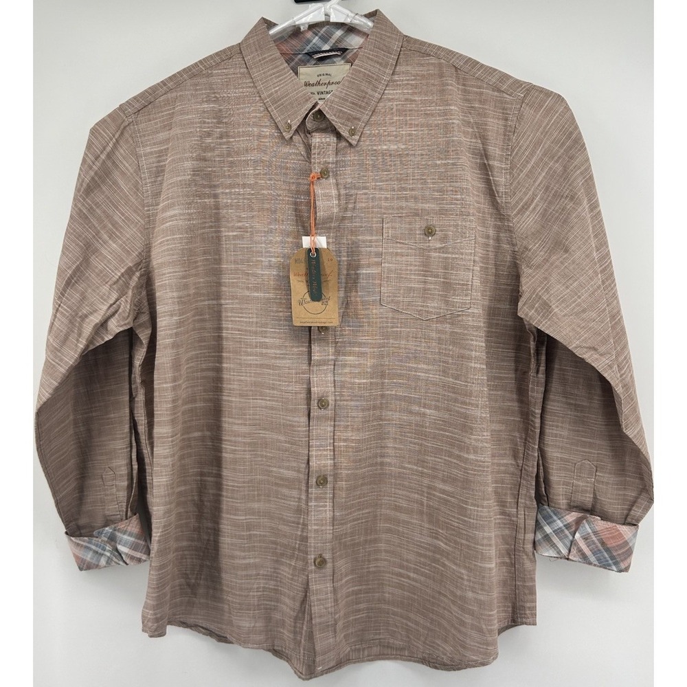 Weatherproof Original Vintage Long Sleeve‎ Button Down Mocha Bisque 2XL NWT